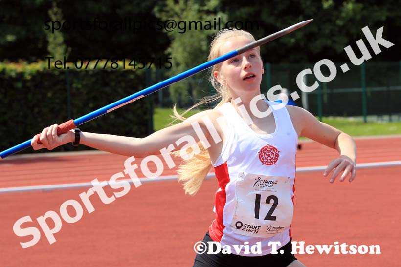 Girls Under-15s Javelin, 2022 Northern Inter Counties U17s and U15s Track and Field, York, Thursday, June 2nd. Photo: David T. Hewitson/Sports for All Pics